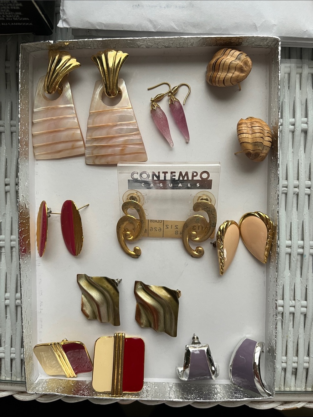 Contempo Casuals Gold and Pink Mixed Earrings Set